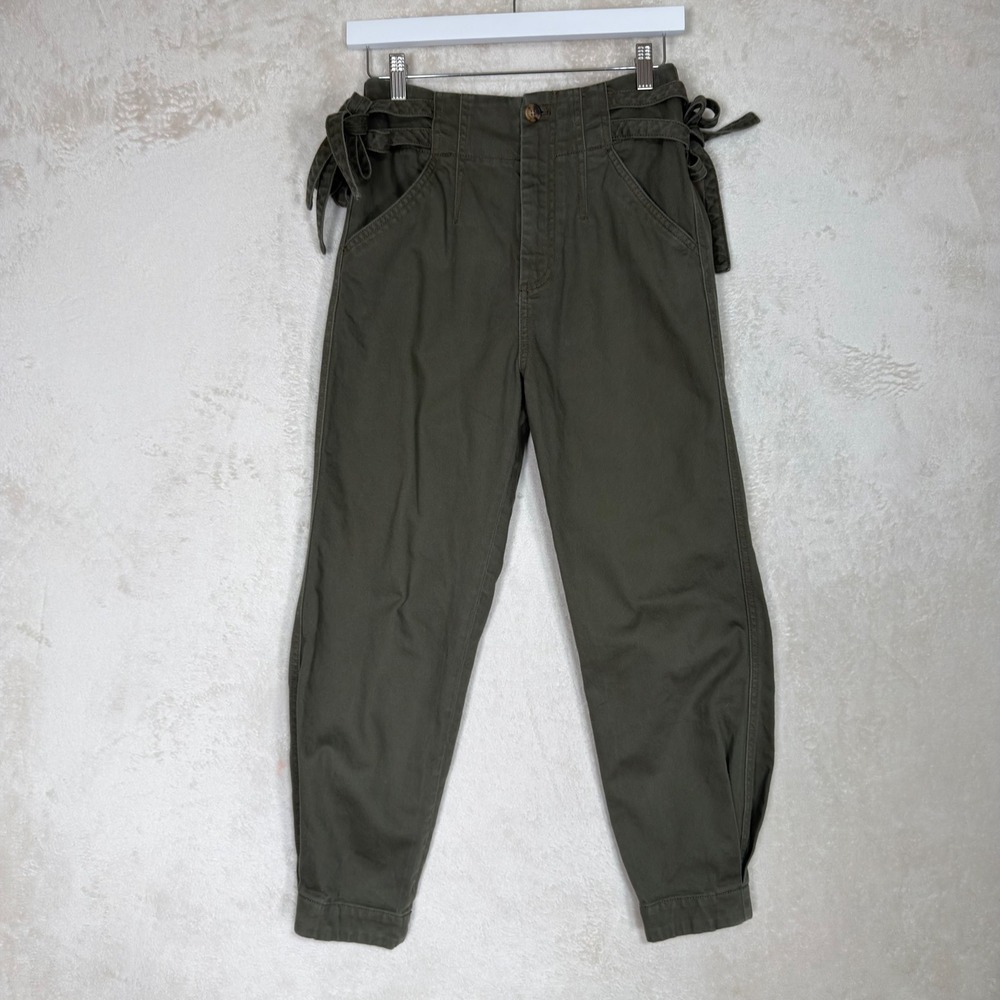 Something Navy Womens Olive Green Side Tie Utility Jogger Pants Size 2